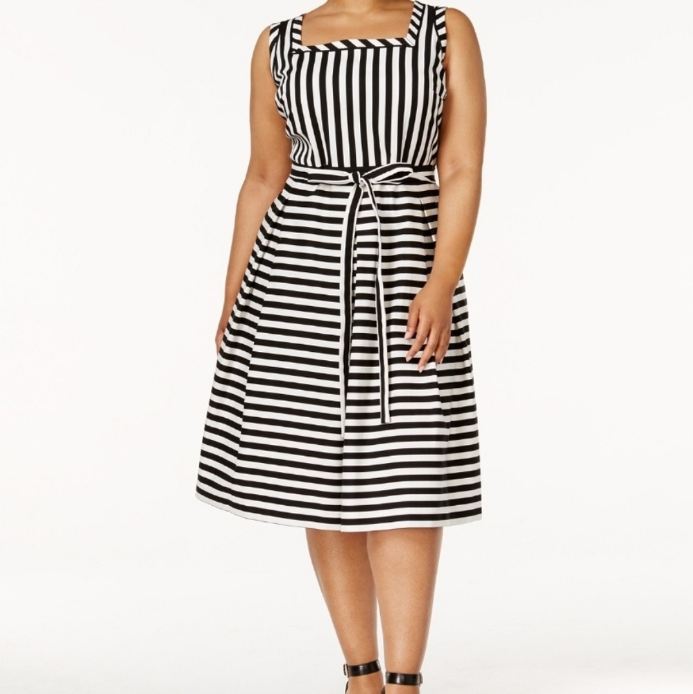 Anne Klein Black and White Striped Dress